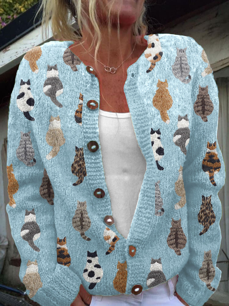 CLEMENTINE | CARDIGAN CON STAMPA GATTO COZY