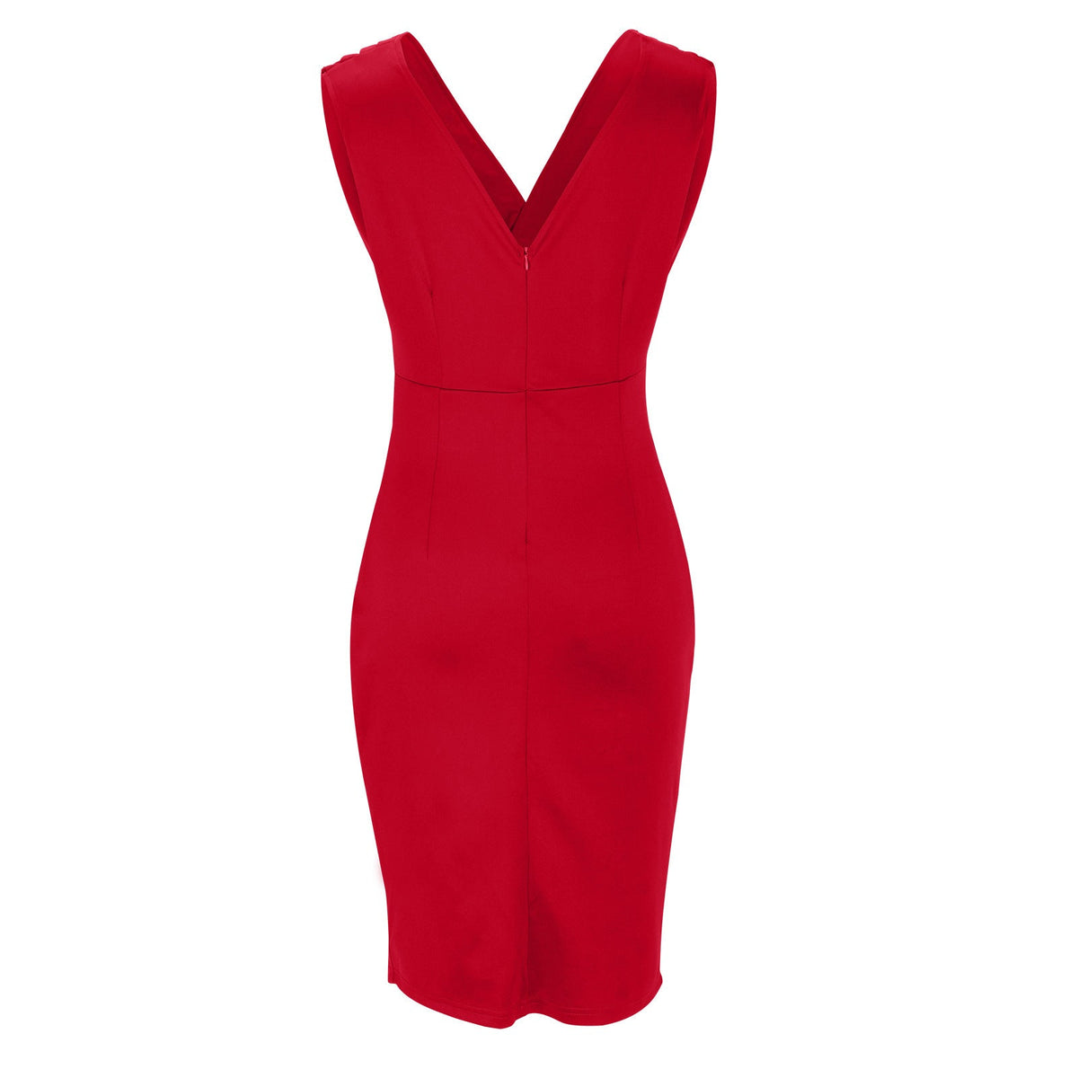 LORETTA | ABITO MIDI SMANICATO CON SCOLLO A V, ARRICCIATURE E SPACCO