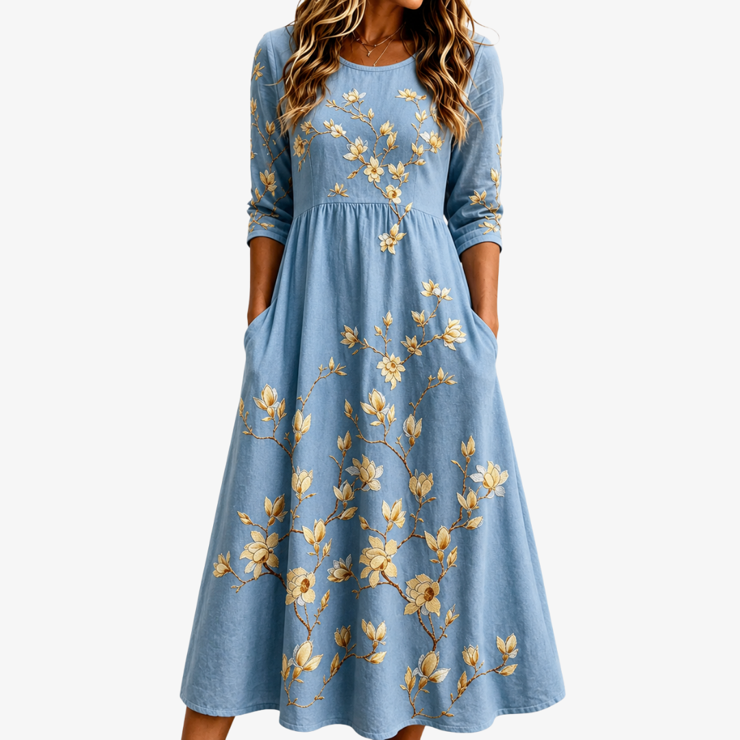FREYA | VESTITO MIDI A TASCHE BLUEBELL MEADOW