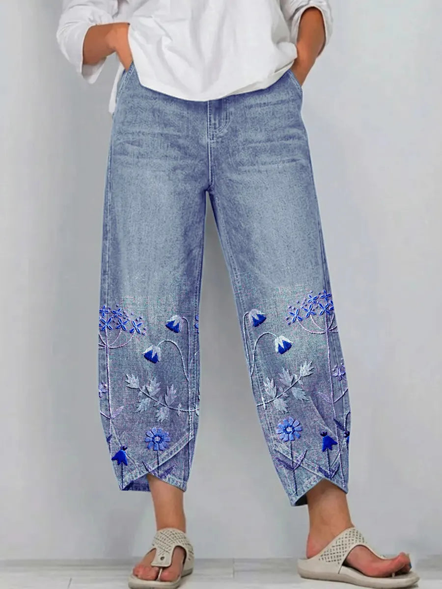 ROWENA | PANTALONI CASUAL CON STAMPA FLOREALE BOHO