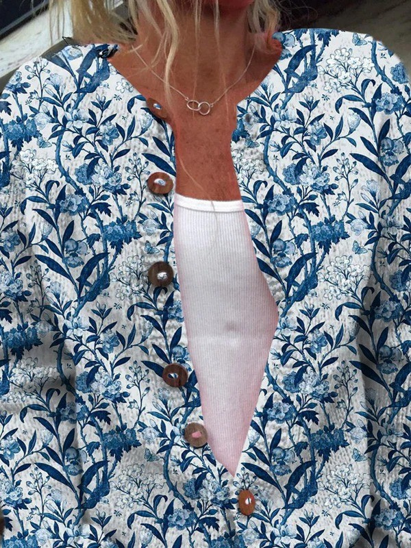 TIVERLY | CARDIGAN VINTAGE A FIORI CON BOTTONI SUL DAVANTI