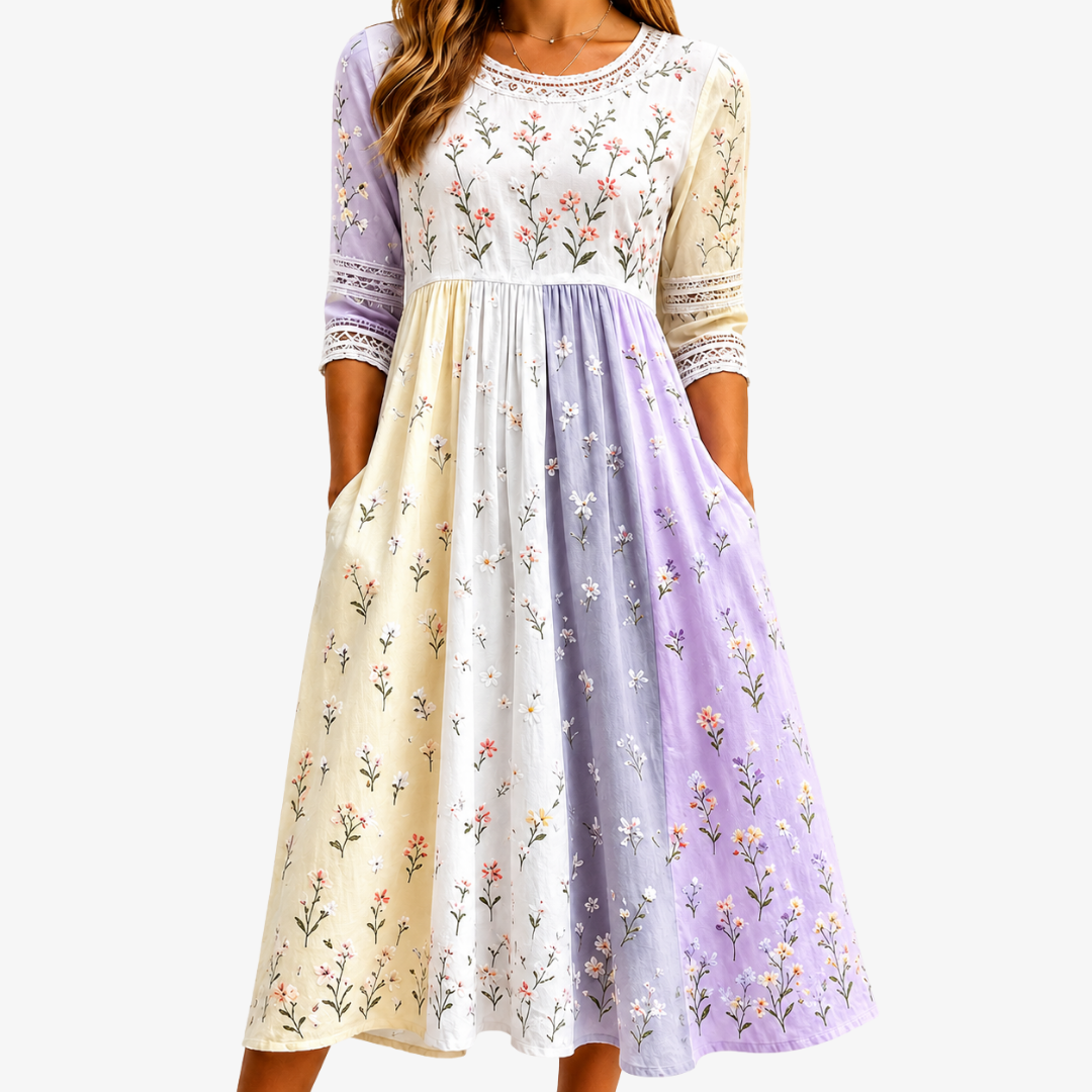 VIOLET | ABITO MIDI PATCHWORK LAVENDER MEADOW