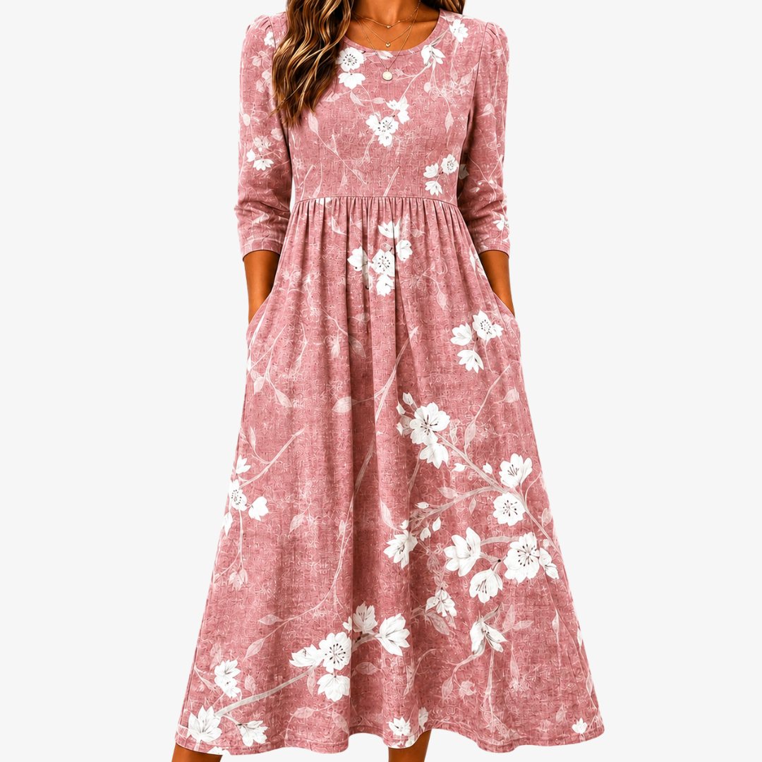AMARA | ABITO MIDI A PORTAFOGLIO BLUSH BLOOM GRACE