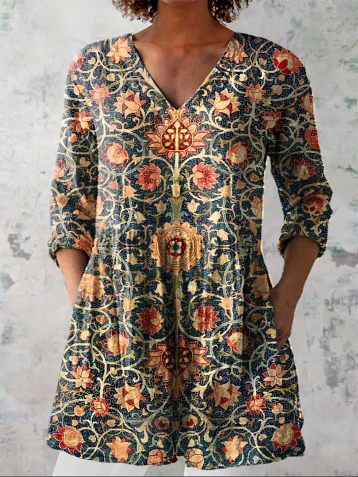 CELINE | CAMICIA LUNGA CON SCOLLO A V