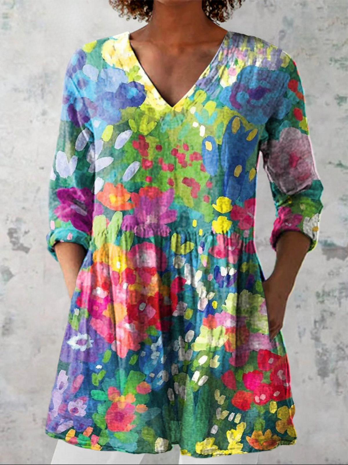 MAELLE | CAMICIA LUNGA CON SCOLLO A V