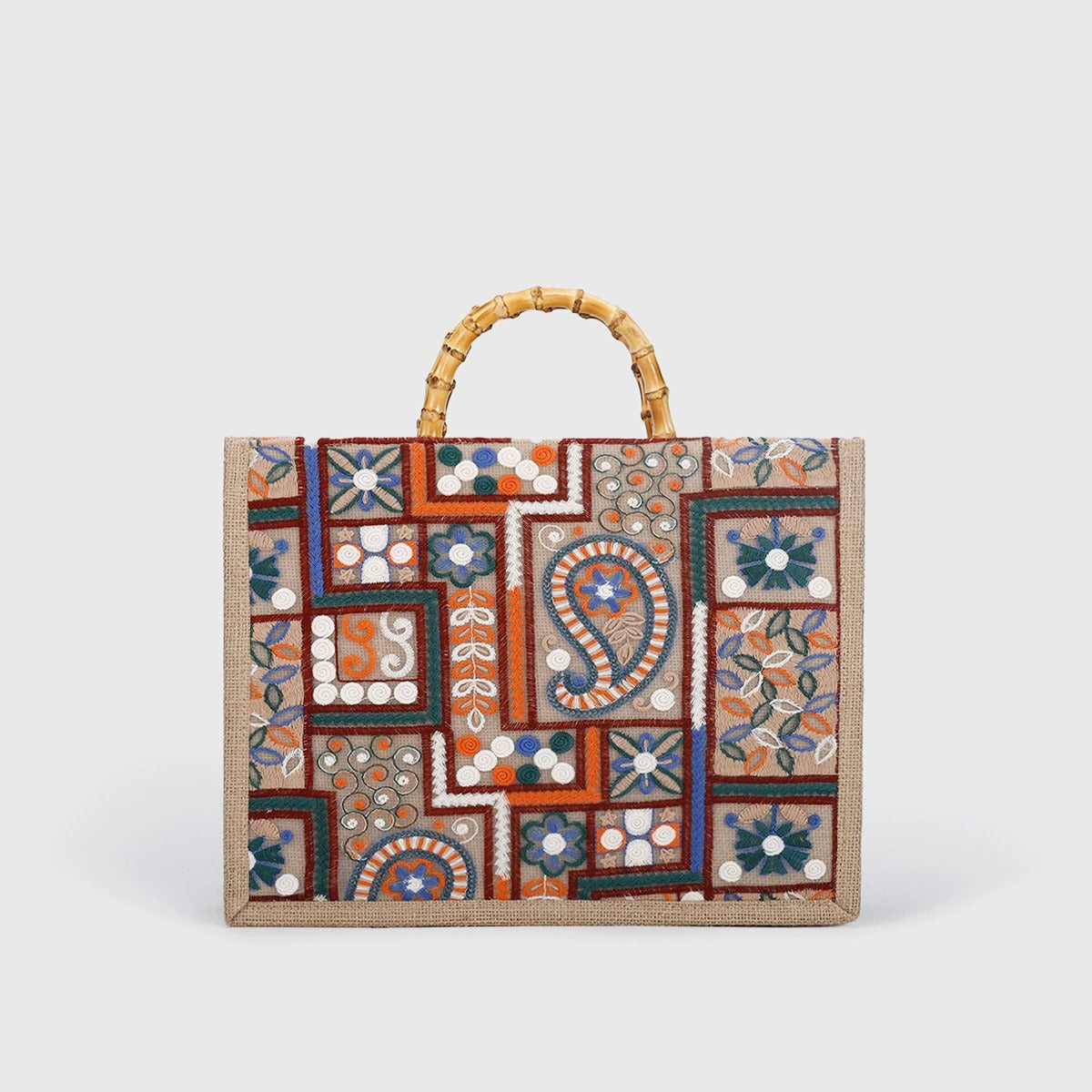 BOHEMIANMOSAIC | BORSA TOTE CON MANICO IN BAMBÙ RICAMATA