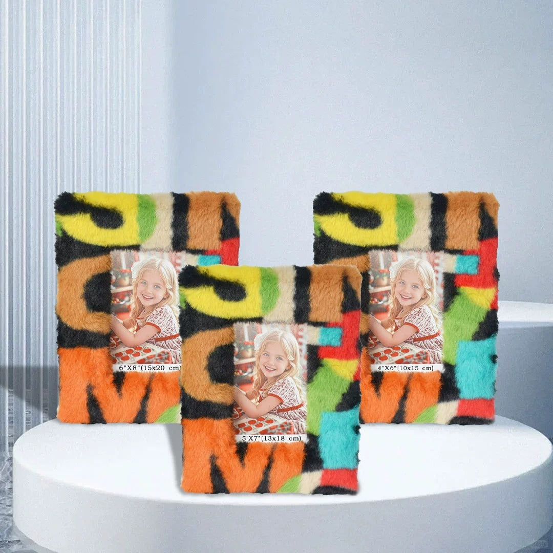 ZENVORA | SET DI CORNICI PORTAFOTO IN ECOPELLICCIA MULTICOLOR ASTRATTA