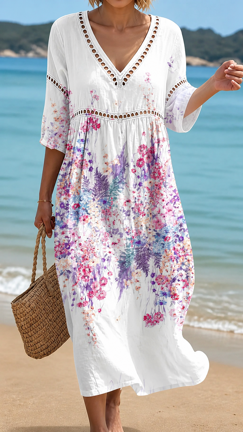 EMILY | VESTITO DA SPIAGGIA FLOREALE, LEGGERO E TRASPIRANTE