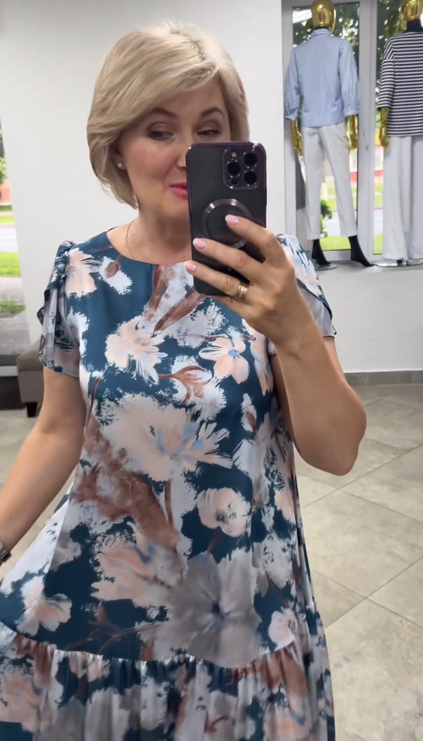 EVANGELINE | ABITO MAXI A BALZE FLOREALE