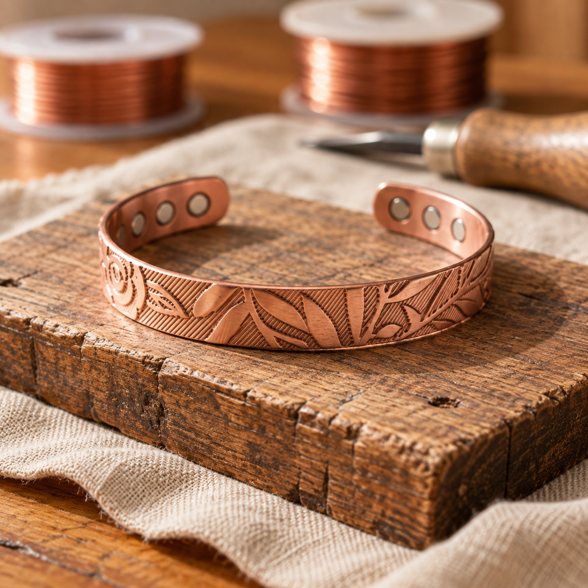 FREYA | BRACCIALE IN RAME SBALZATO