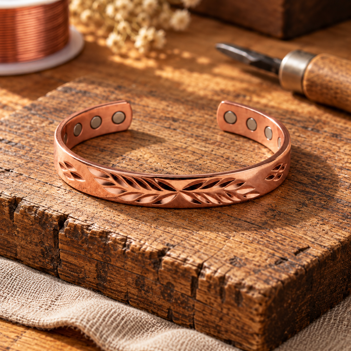 RUBY | BRACCIALE A PIUMA IN RAME