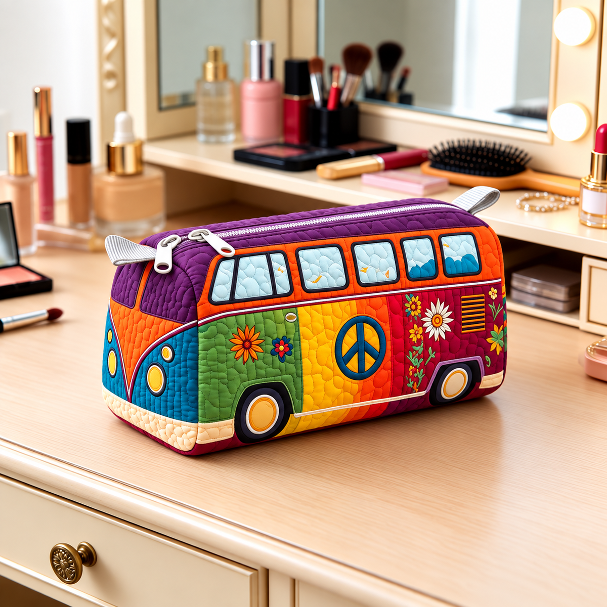 VIVAVAN | POCHETTE PORTA TRUCCHI CAMPER RETRÒ RAINBOW