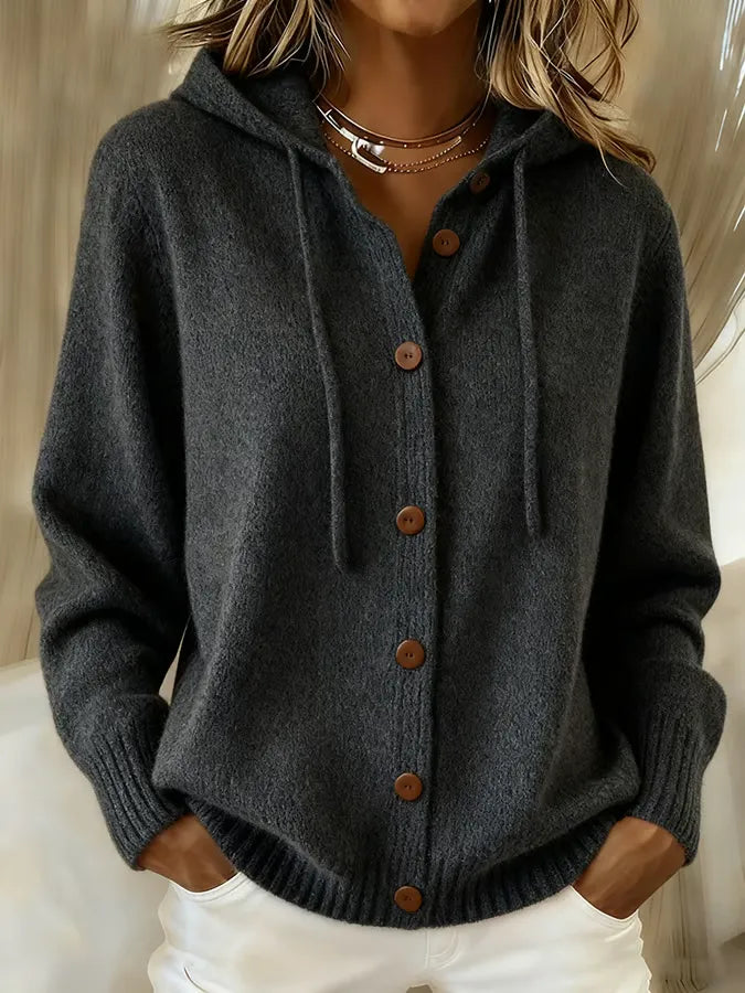 BRENDA | CARDIGAN CON CAPPUCCIO E BOTTONI COSY