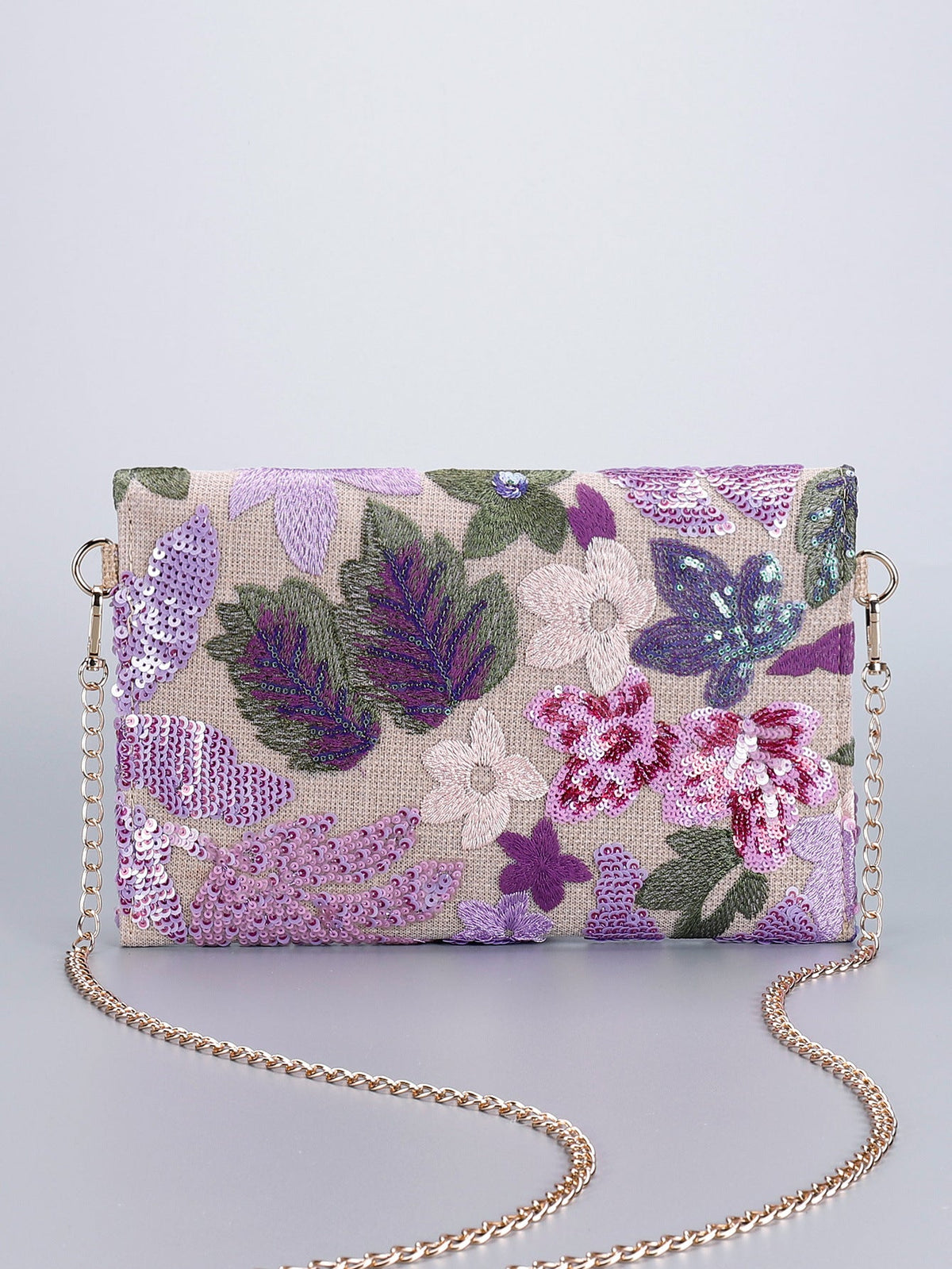 LILACBLOOM | POCHETTE A TRACOLLA CON PAILLETTE FLOREALI