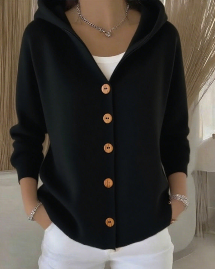 DARIENNE | CARDIGAN IN MAGLIA CON CAPPUCCIO E BOTTONI