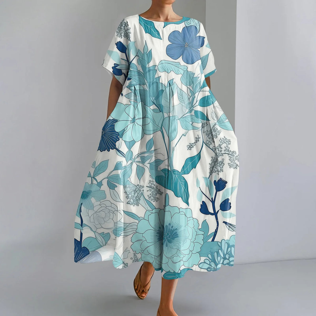 JUTTA | ABITO MAXI LEGGERO CON BELLISSIMA FANTASIA FLOREALE