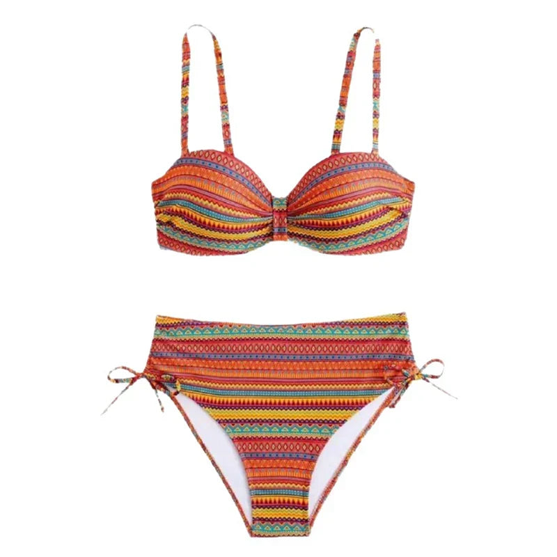 ZARA | BIKINI A VITA ALTA A RIGHE CON LACCETTI LATERALI