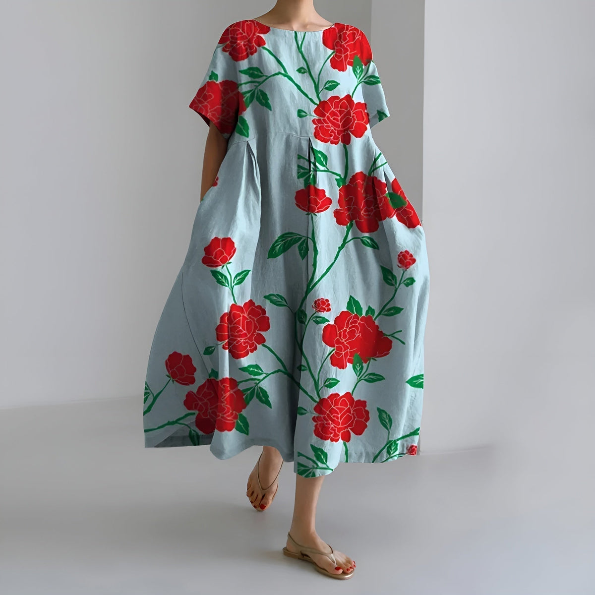 MEERI | ABITO MAXI ARTISTICO CON STAMPA FLOREALE VINTAGE ED ELEGANZA DISINVOLTA