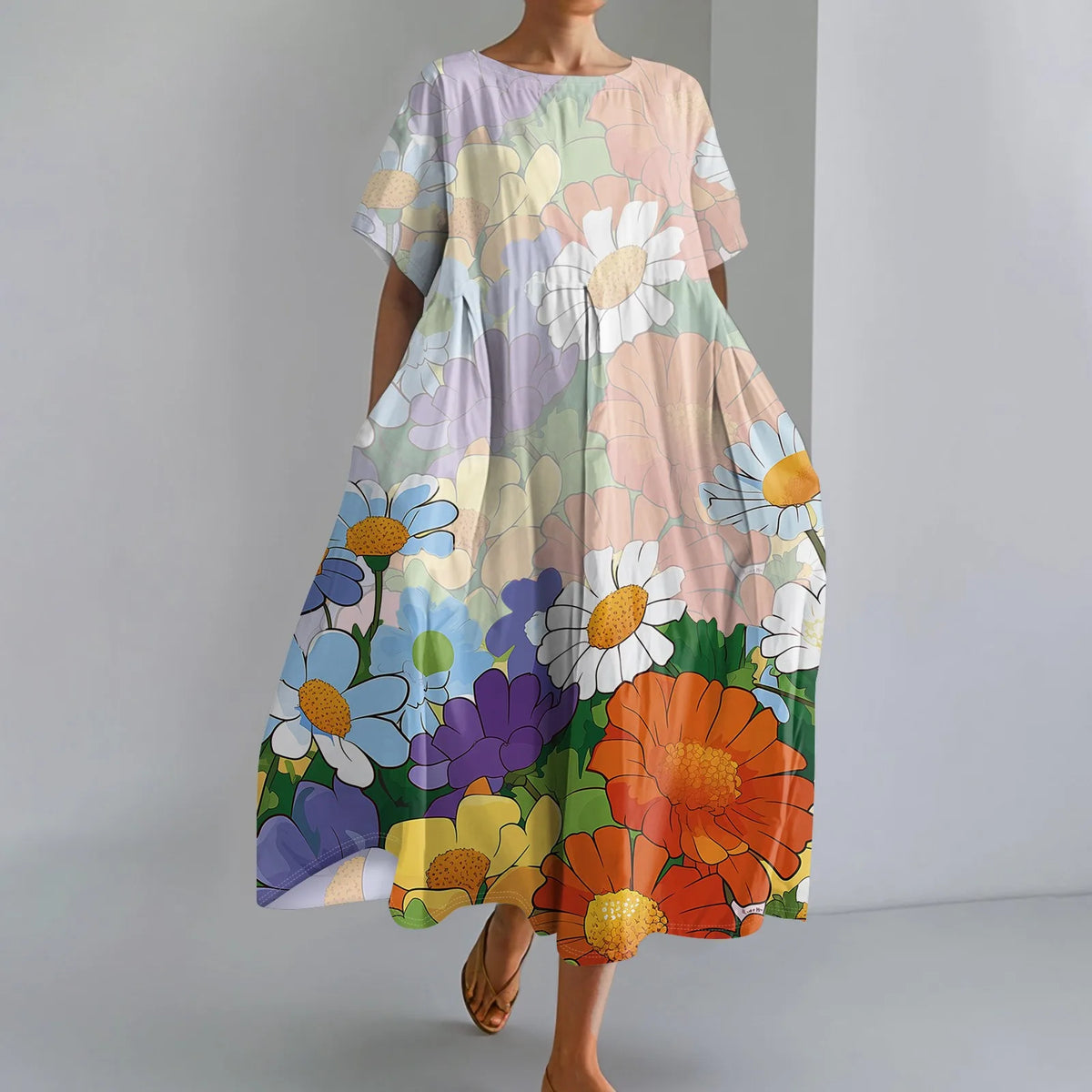 JUTTA | MAXI ABITO LEGGERO CON SPLENDIDA STAMPA FLOREALE