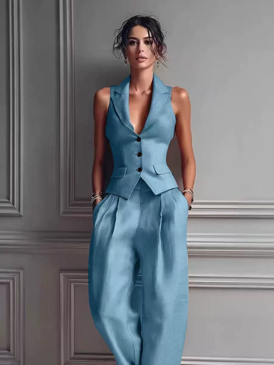 VIVIENNE | COMPLETO CON GILET SARTORIALE E PANTALONI A GAMBA LARGA