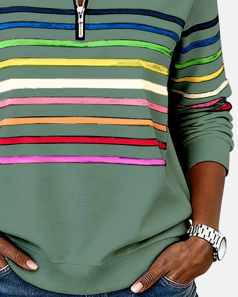 SERENELLE | FELPA CON ZIP A RIGHE ARCOBALENO
