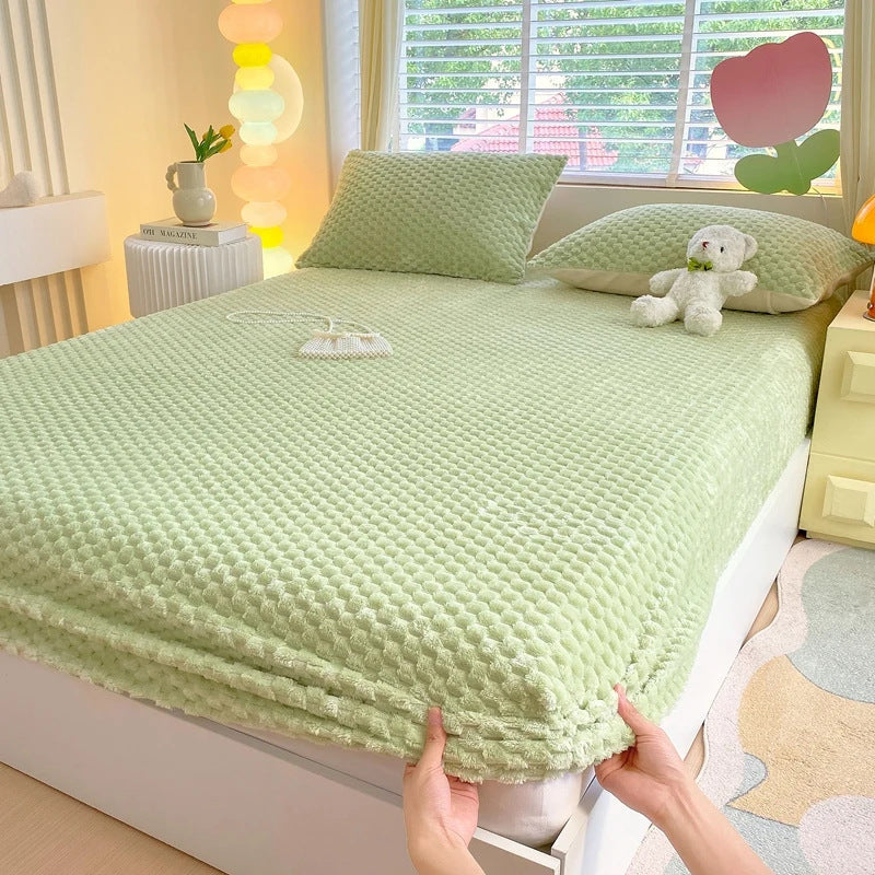 MINTCLOUD | SET DA LETTO IN PELUCHE VERDE CHIARO