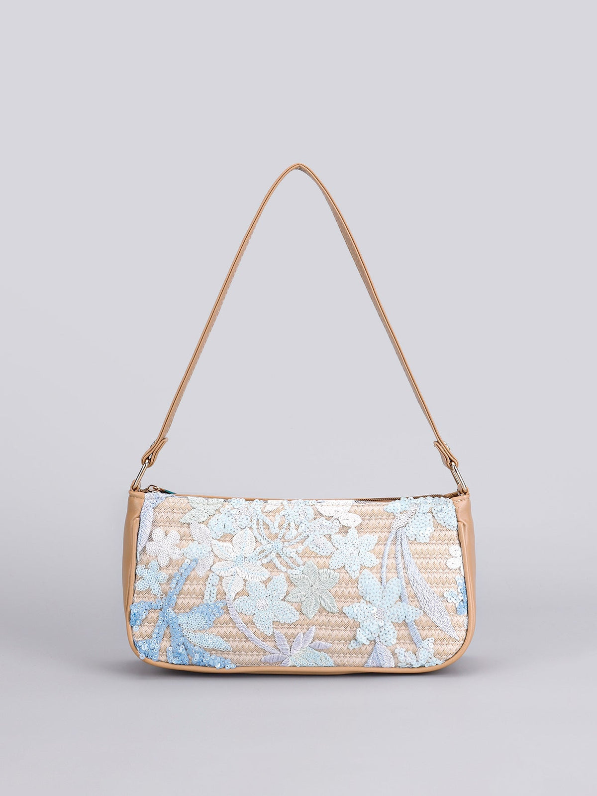 FROSTBLOOM | BORSA A TRACOLLA CON PAILLETTES FLOREALI BLU