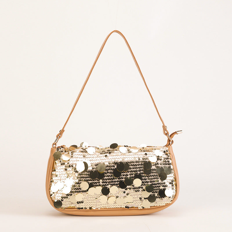 GOLDENGLIMMER | BORSA A TRACOLLA CON PAILLETTES ORO