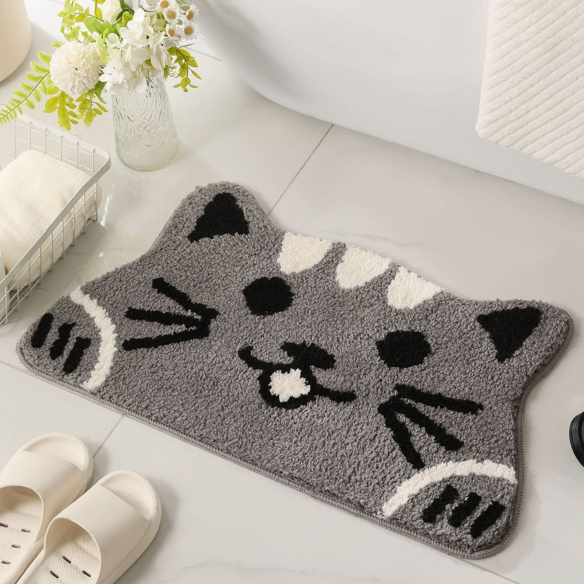 ASHKITTY | TAPPETINO DA BAGNO ANTISCIVOLO GATTO GRIGIO