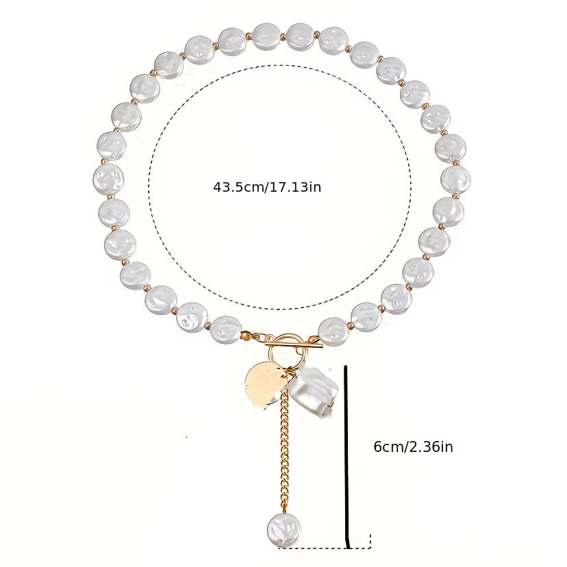 AURELIE | COLLANA CON CHIUSURA A T E PERLA BAROCCA