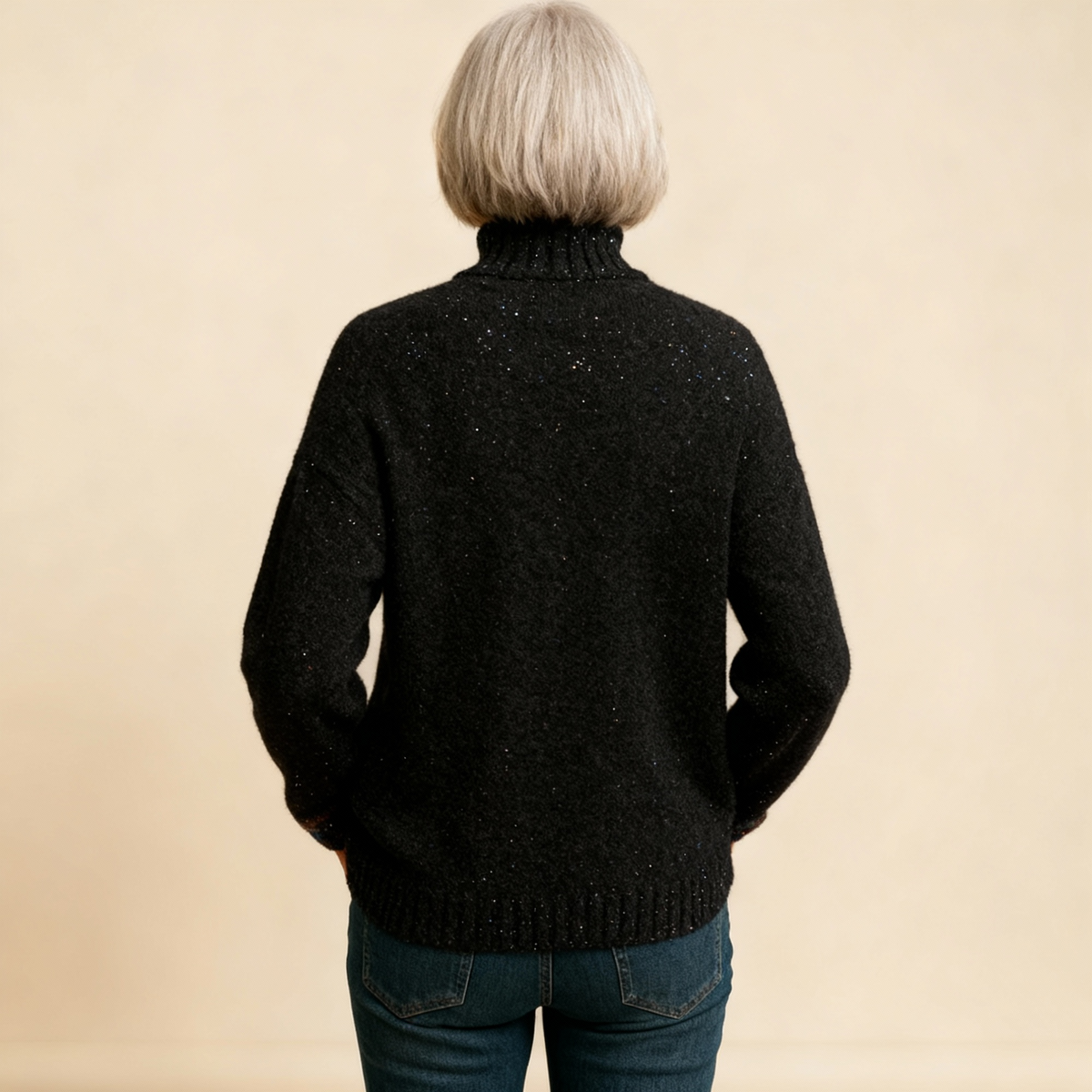 ELLA | MAGLIONE A DOLCEVITA IN MAGLIA CON ALBERO DI NATALE GLITTERATO