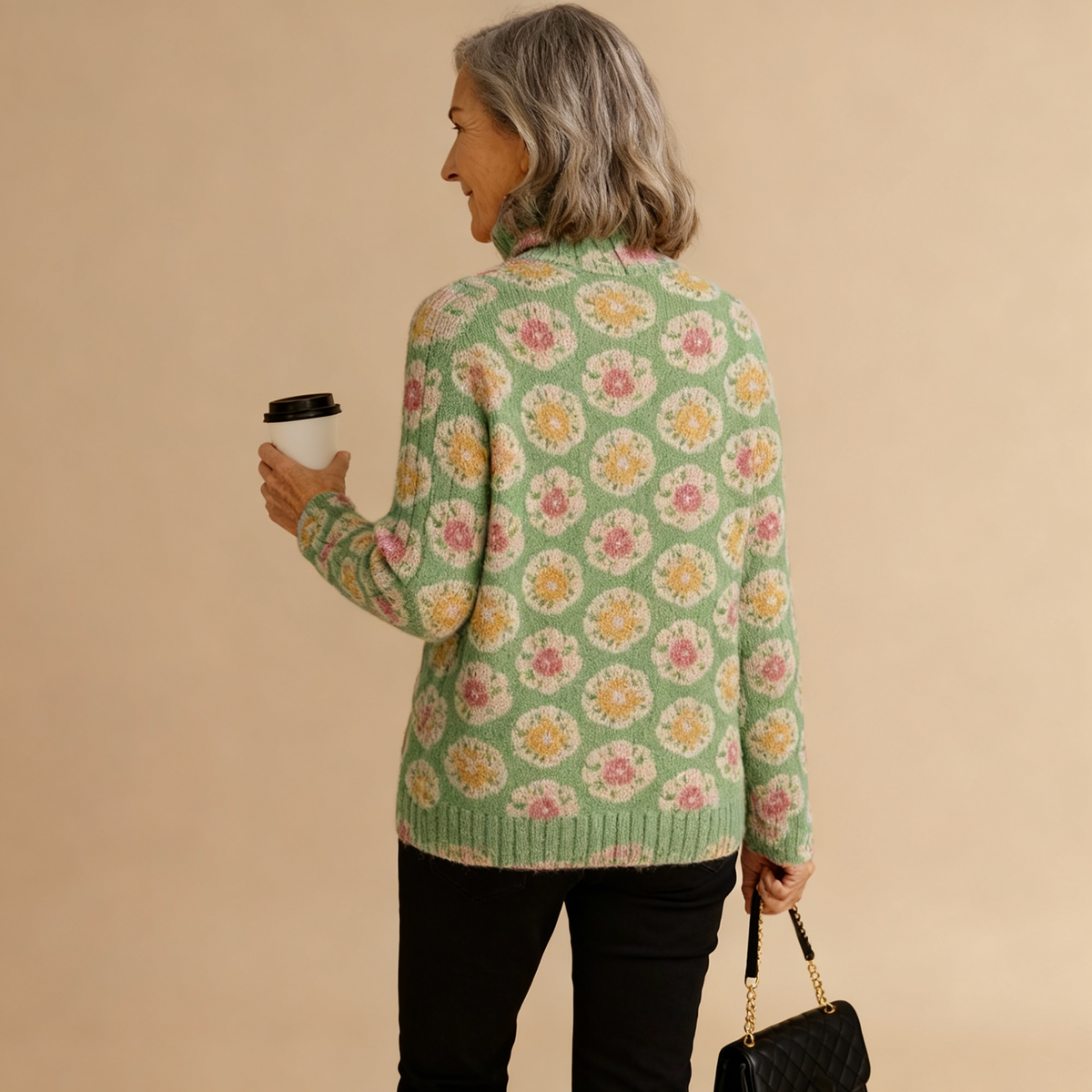 BEATRICE | MAGLIONE DOLCEVITA DA DONNA CON STAMPA FLOREALE ARTISTICA