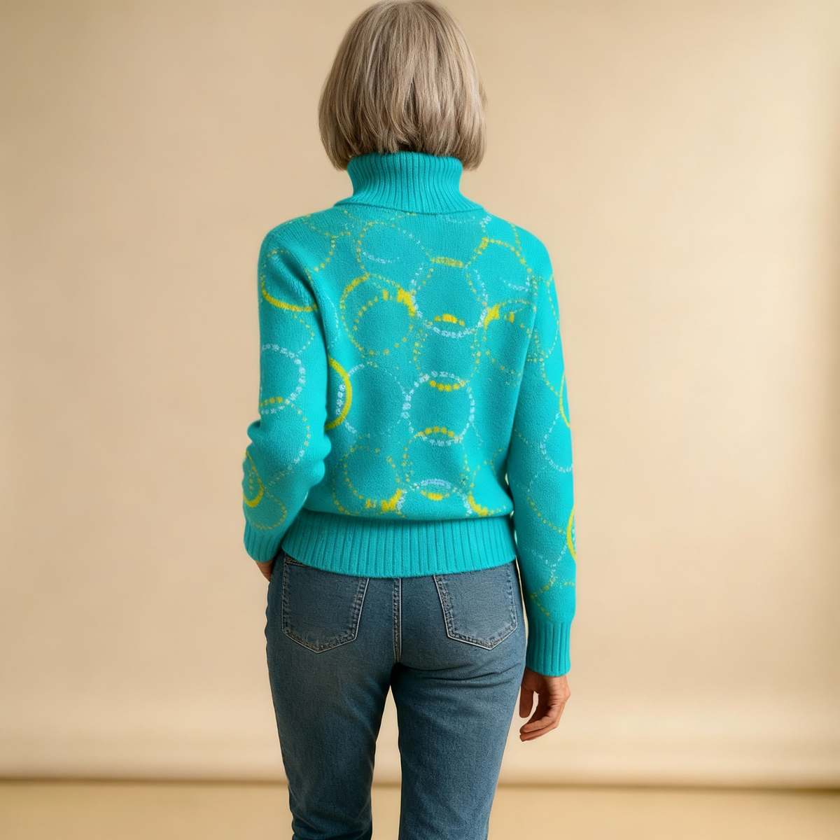 MATILDA | MAGLIONE A DOLCEVITA IN MAGLIA CON STAMPA BRIGHT CIRCLE
