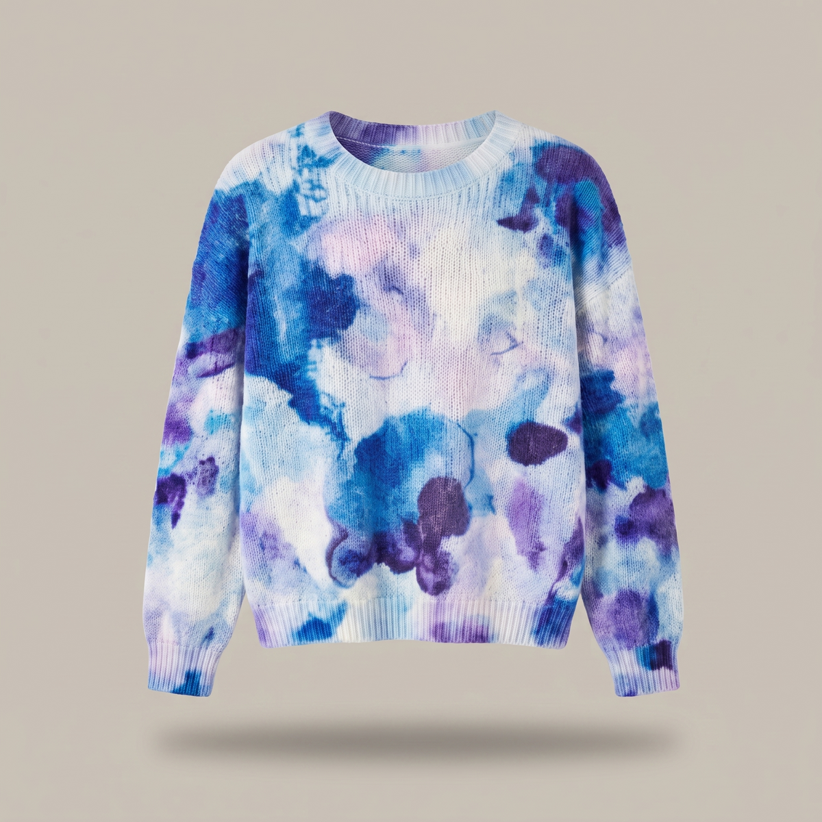 CERULYN | MAGLIONE IN MAGLIA FLOREALE TIE-DYE BLU