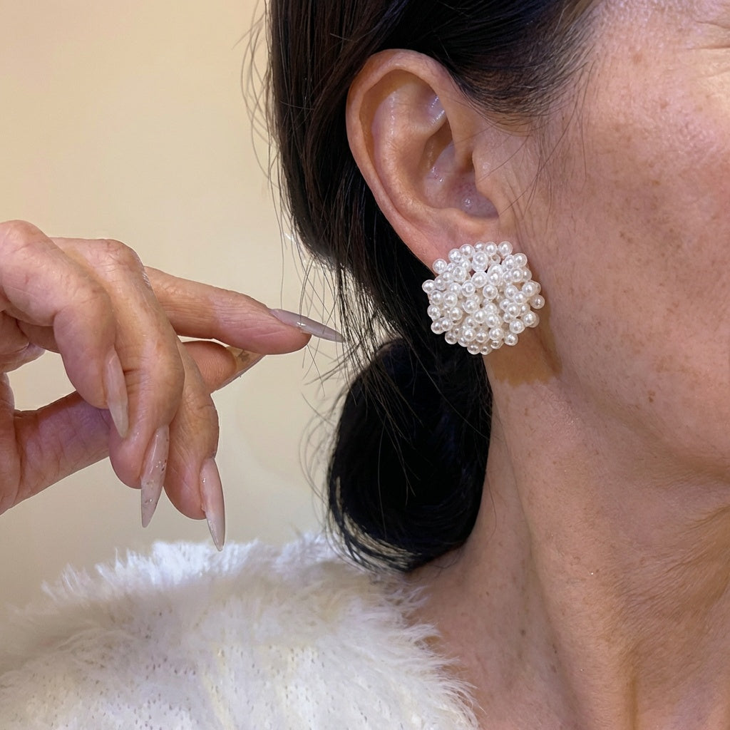 VIENNA | ORECCHINI CLASSICI CON PERLA INTARSIATA