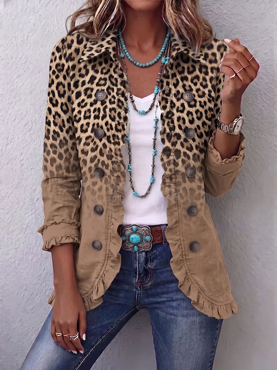 TAWNY | GIACCA VINTAGE CON VOLANT E SFUMATURA LEOPARDATA