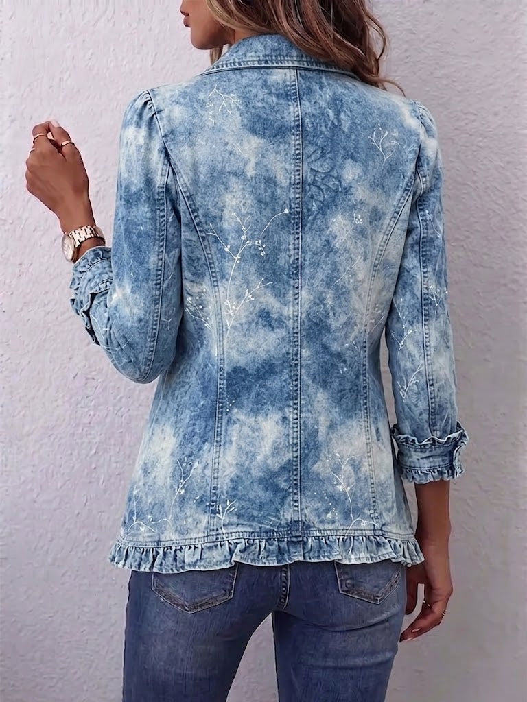 JEMISON | GIACCA CON VOLANT, STAMPA BOTANICA VINTAGE E SFUMATURE IN STILE BOHO