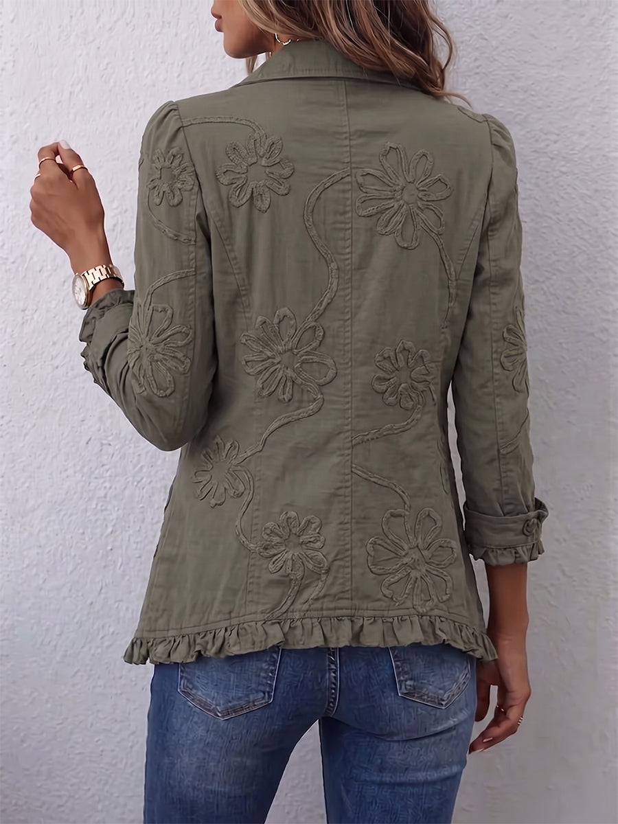 KAMBERLY | GIACCA UTILITY BOHO-CHIC CON RICAMI FLOREALI E RUCHES