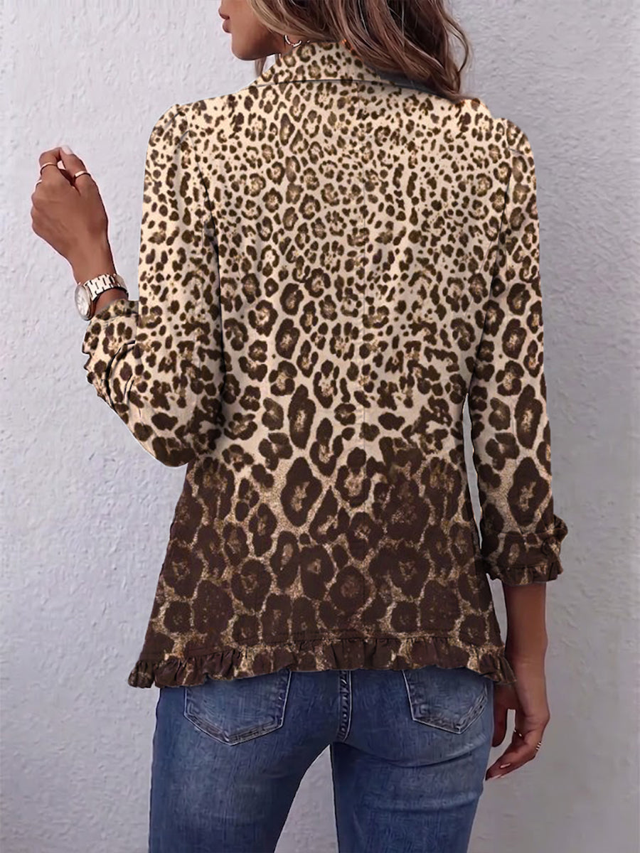 NAVARA | GIACCA CON BALZE E STAMPA LEOPARDATA