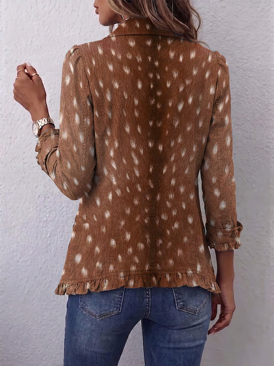 NOLINDA | GIACCA BOHEMIEN CON VOLANT E STAMPA ANIMALIER
