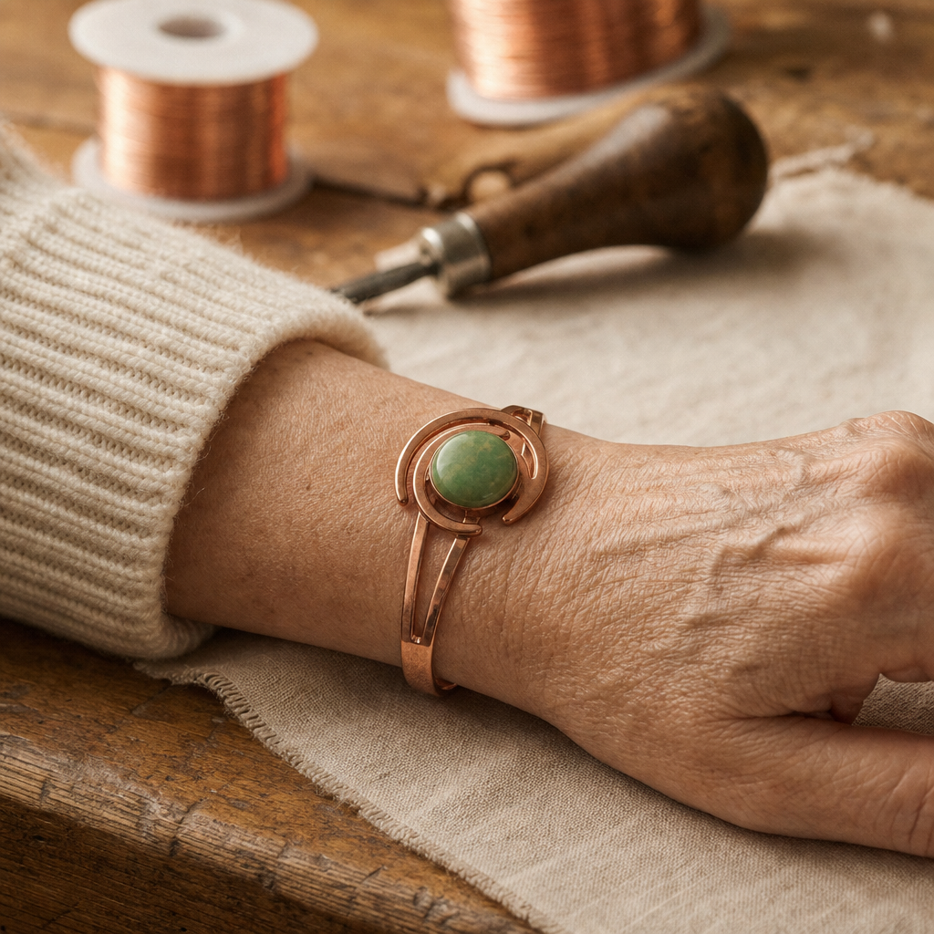 OLIVIA | BRACCIALE SFERA RAME VERDE