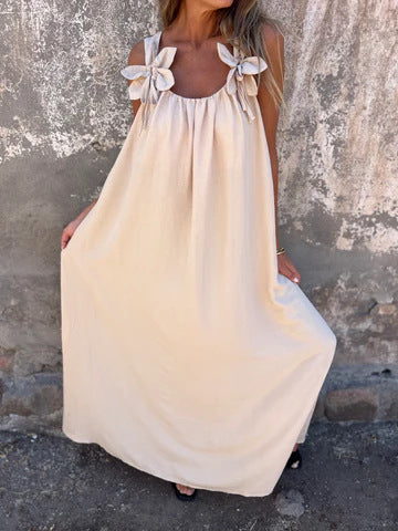 SYBIL | ABITO MAXI SCOLLO A U CON SPALLINE A FIOCCO