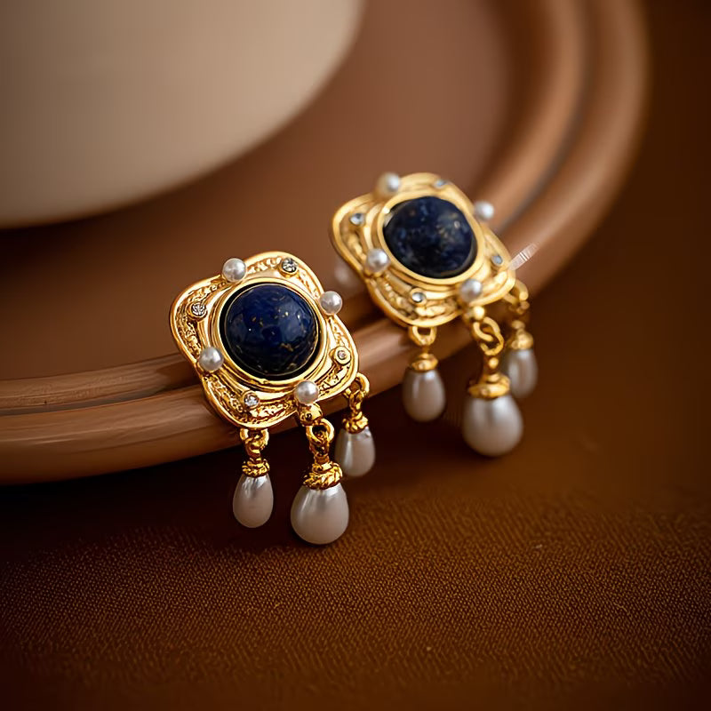 SAPPHIRA | ORECCHINI A CANDELABRO CON PERLA BLU REALE