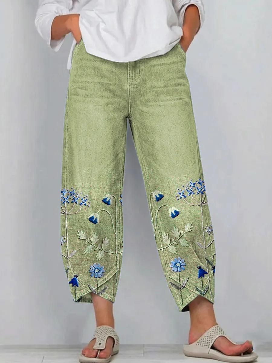 ROWENA | PANTALONI CASUAL CON STAMPA FLOREALE BOHO