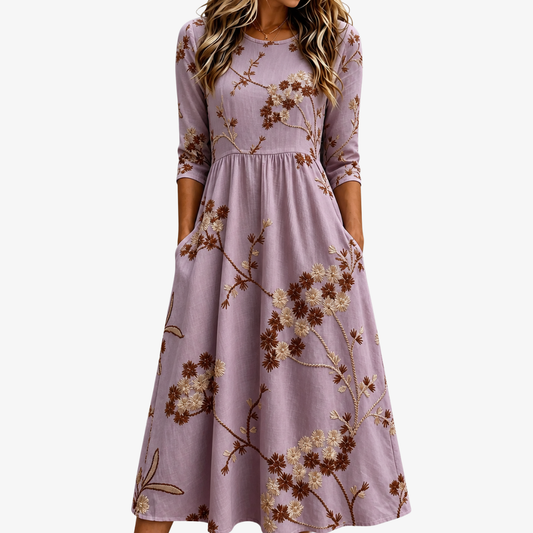 VIOLET | VESTITO MIDI CON TASCHE A FIORI HEATHER MEADOW