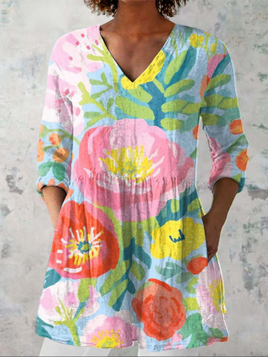 HELENE | CAMICIA LUNGA CON SCOLLO A V