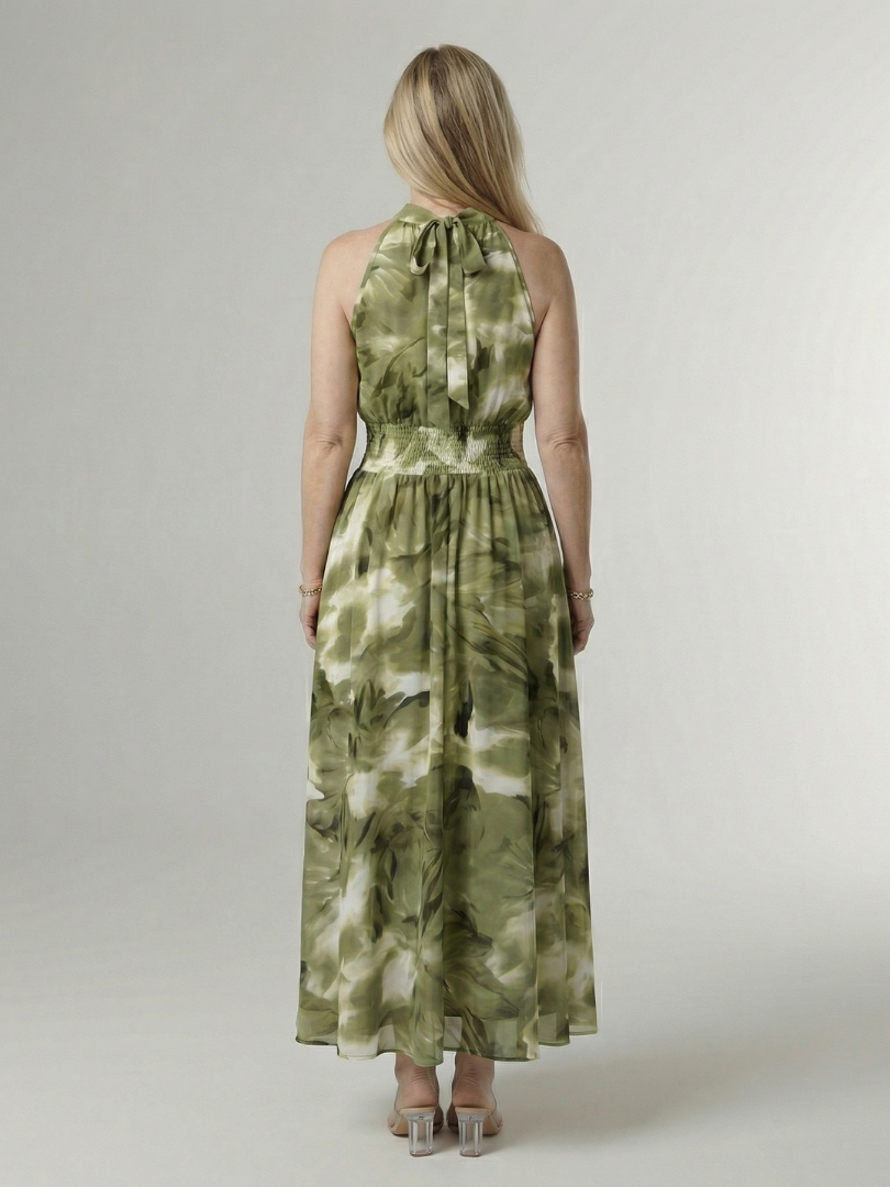 SYLIN | ABITO MIDI CON SCOLLO ALL'AMERICANA E ARRICCIATURA