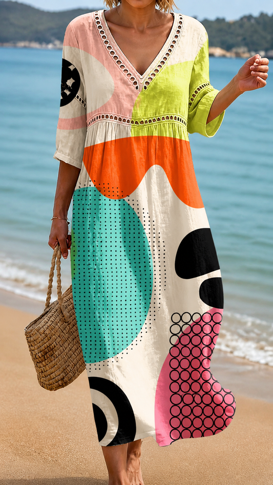 NANCY | VESTITO DA SPIAGGIA CON STAMPA ASTRATTA COLORATA
