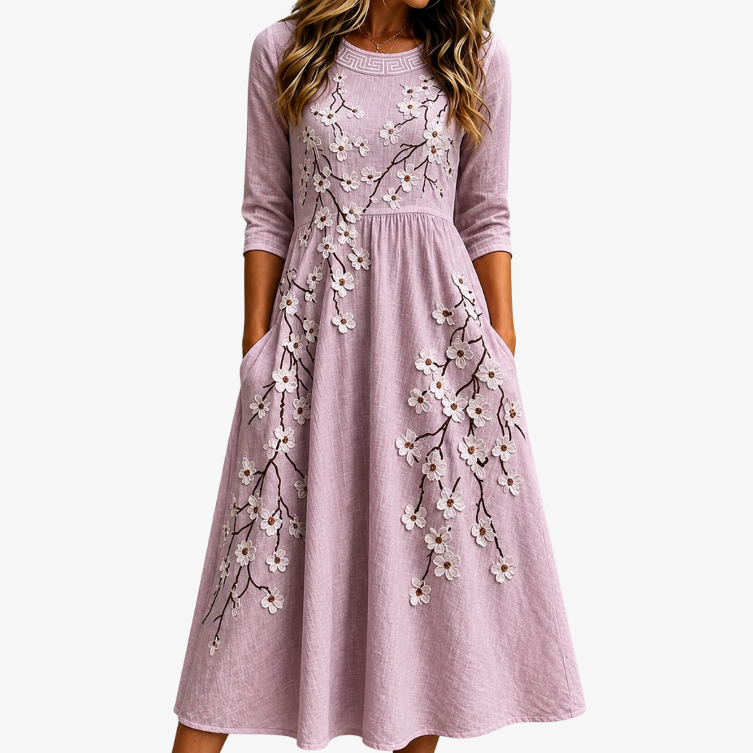 MATILDA | ABITO MIDI A FIORI BLUSHING ORCHARD