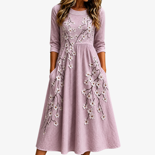 MATILDA | ABITO MIDI A FIORI BLUSHING ORCHARD